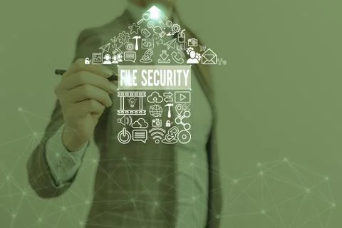 Word writing text File Security. Business concept for Protecting digital data Stockfoto's