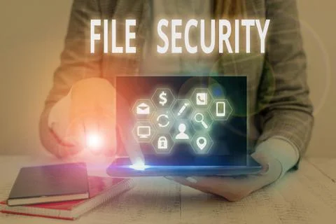 Word writing text File Security. Business concept for Protecting digital data Foto stock