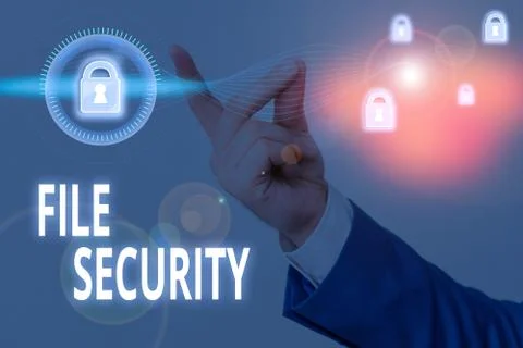 Word writing text File Security. Business concept for Protecting digital data Foto stock