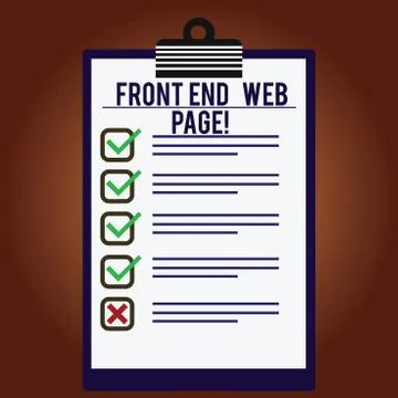 Word writing text Front End Web Page. Business concept for Converting data into 스톡 일러스트