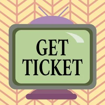 Word writing text Get Ticket. Business concept for to have printed paper that Illustrazione stock