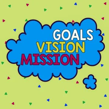 Word writing text Goals Vision Mission. Business concept for practical planning Stock Illustration