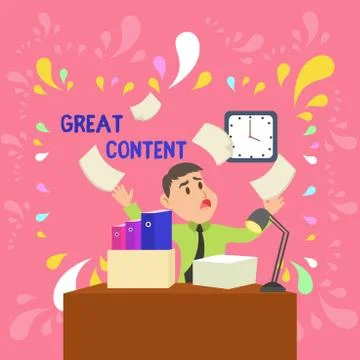 Word writing text Great Content. Business concept for Satisfaction Motivational Stock Illustration