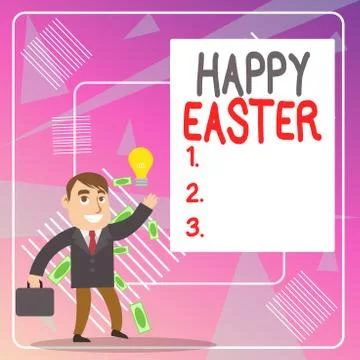 Word writing text Happy Easter. Business concept for the Christian celebration Illustrazione stock
