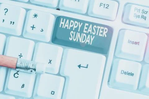 Word writing text Happy Easter Sunday. Business concept for Greeting someone 스톡 사진
