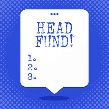 Word writing text Head Fund. Business concept for pools capital from accredit Stock Illustration
