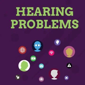 Word writing text Hearing Problems. Business concept for is partial or total Stock Illustration