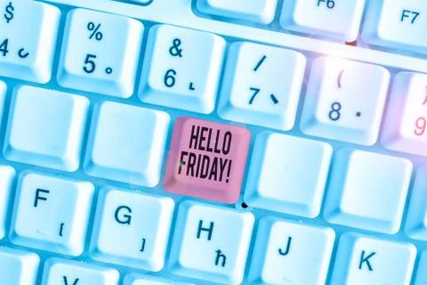 Word writing text Hello Friday. Business concept for used to express happiness Stock Photos