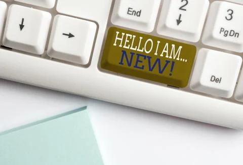 Word writing text Hello I Am New. Business concept for used as greeting or to Stock Photos