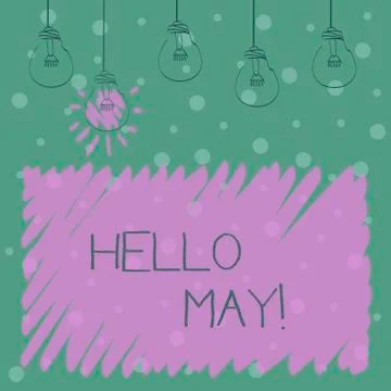Word writing text Hello May. Business concept for Starting a new month April is Ilustração Stock