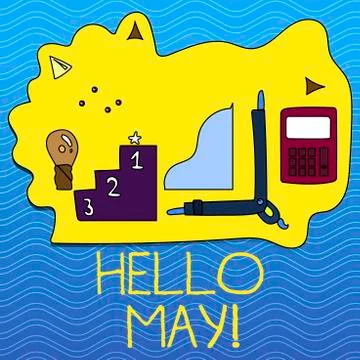 Word writing text Hello May. Business concept for Starting a new month April is Ilustração Stock
