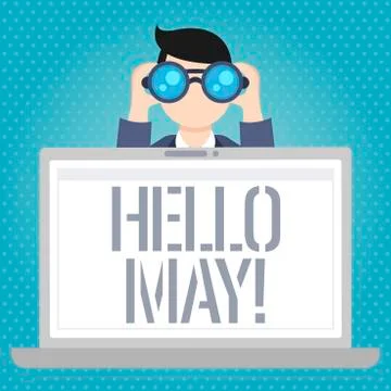 Word writing text Hello May. Business concept for Starting a new month April is Ilustração Stock