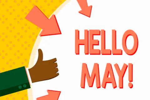 Word writing text Hello May. Business concept for Starting a new month April is Ilustração Stock