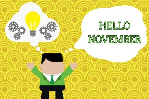 Word writing text Hello November. Business concept for Welcome the eleventh Stock Illustration