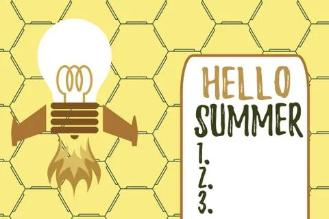 Word writing text Hello Summer. Business concept for season after spring and 스톡 일러스트