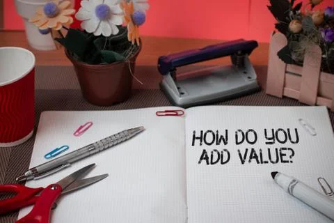 Word writing text How Do You Add Value Question. Business concept for improve Stock Photos