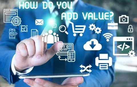 Word writing text How Do You Add Value Question. Business concept for improve 写真素材