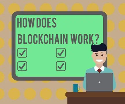 Word writing text How Does Blockchain Work. Business concept for Decentralized イラスト素材