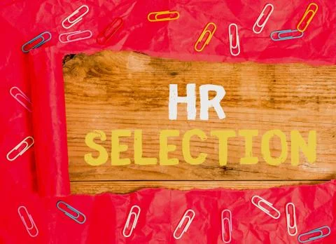 Word writing text Hr Selection. Business concept for Process and approached by Stock Photos