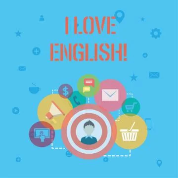 Word writing text I Love English. Business concept for To have affection for Stock Illustration