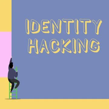 Word writing text Identity Hacking. Business concept for criminal that steal Illustrazione stock