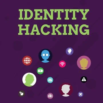 Word writing text Identity Hacking. Business concept for criminal that steal 库存插图