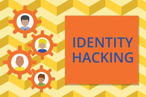 Word writing text Identity Hacking. Business concept for criminal that steal Illustrazione stock