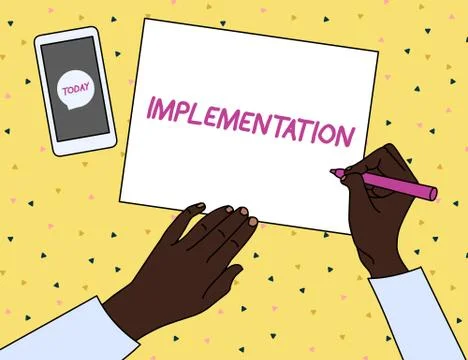 Word writing text Implementation. Business concept for The process of making Illustrazione stock