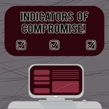 Word writing text Indicators Of Compromise. Business concept for artifact Illustrazione stock