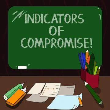 Word writing text Indicators Of Compromise. Business concept for artifact Illustrazione stock