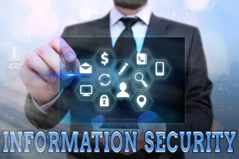 Word writing text Information Security. Business concept for being protected Foto stock