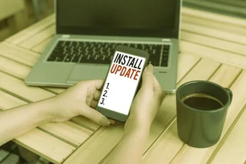 Word writing text Install Update. Business concept for the act of replacing an 写真素材