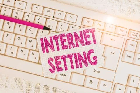 Word writing text Internet Setting. Business concept for etermines how it Foto stock