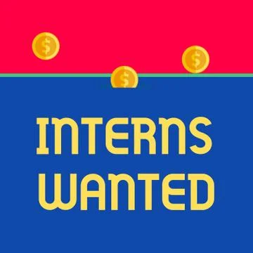 Word writing text Interns Wanted. Business concept for Looking for on the job Illustrazione stock