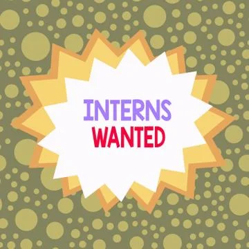 Word writing text Interns Wanted. Business concept for temporary position with Stock Illustration