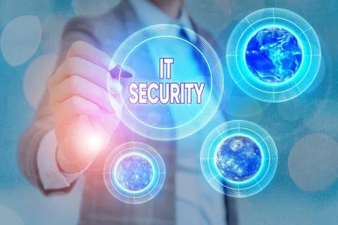 Word writing text It Security. Business concept for protection of data or Foto stock