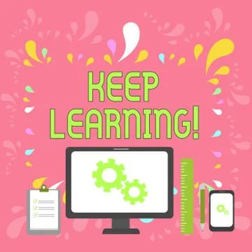 Word writing text Keep Learning. Business concept for Life long and selfmotiv 스톡 일러스트