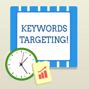 Word writing text Keywords Targeting. Business concept for Use Relevant Words to Stock-Illustration