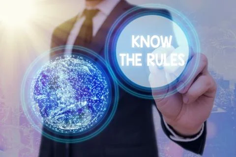 Word writing text Know The Rules. Business concept for set explicit or Stock Photos
