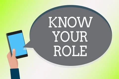 Word writing text Know Your Role. Business concept for Be clear of one Illustrazione stock