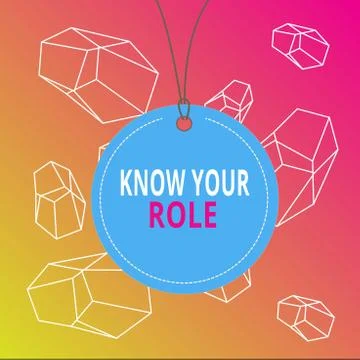 Word writing text Know Your Role. Business concept for end acting outside who Illustrazione stock