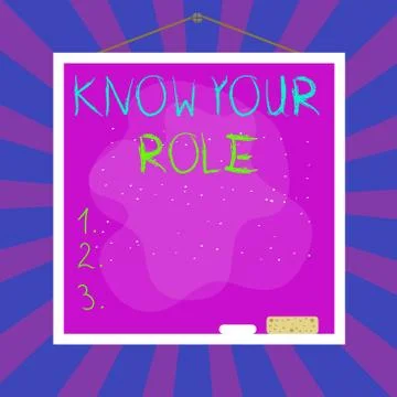 Word writing text Know Your Role. Business concept for end acting outside who Stock Illustration
