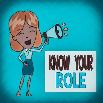 Word writing text Know Your Role. Business concept for end acting outside who Stock Illustration