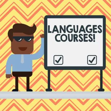 Word writing text Languages Courses. Business concept for set of classes or a Stock Illustration