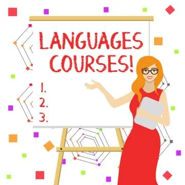 Word writing text Languages Courses. Business concept for set of classes or a Stock Illustration