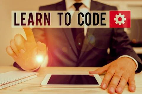 Word writing text Learn To Code. Business concept for Learn to write Software Be 写真素材