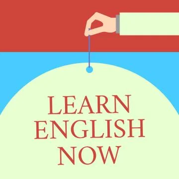 Word writing text Learn English Now. Business concept for gain or acquire Stock Illustration