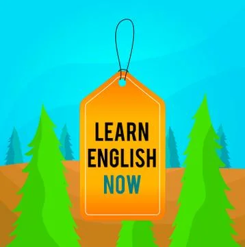 Word writing text Learn English Now. Business concept for gain or acquire Stock Illustration