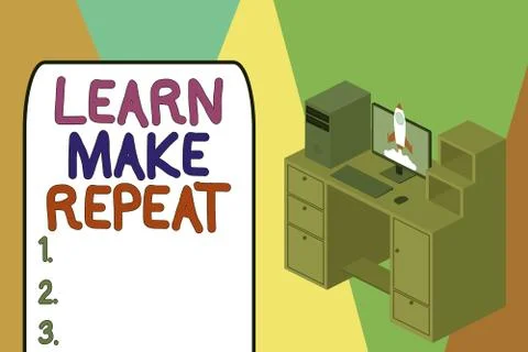 Word writing text Learn Make Repeat. Business concept for Once you do it will be Stock Illustration
