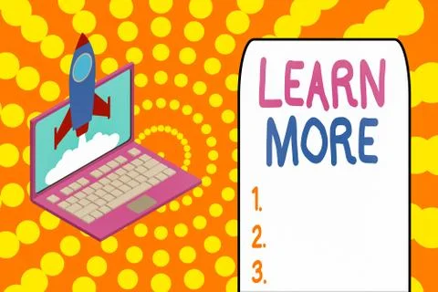 Word writing text Learn More. Business concept for knowledge or skill acquired Illustrazione stock
